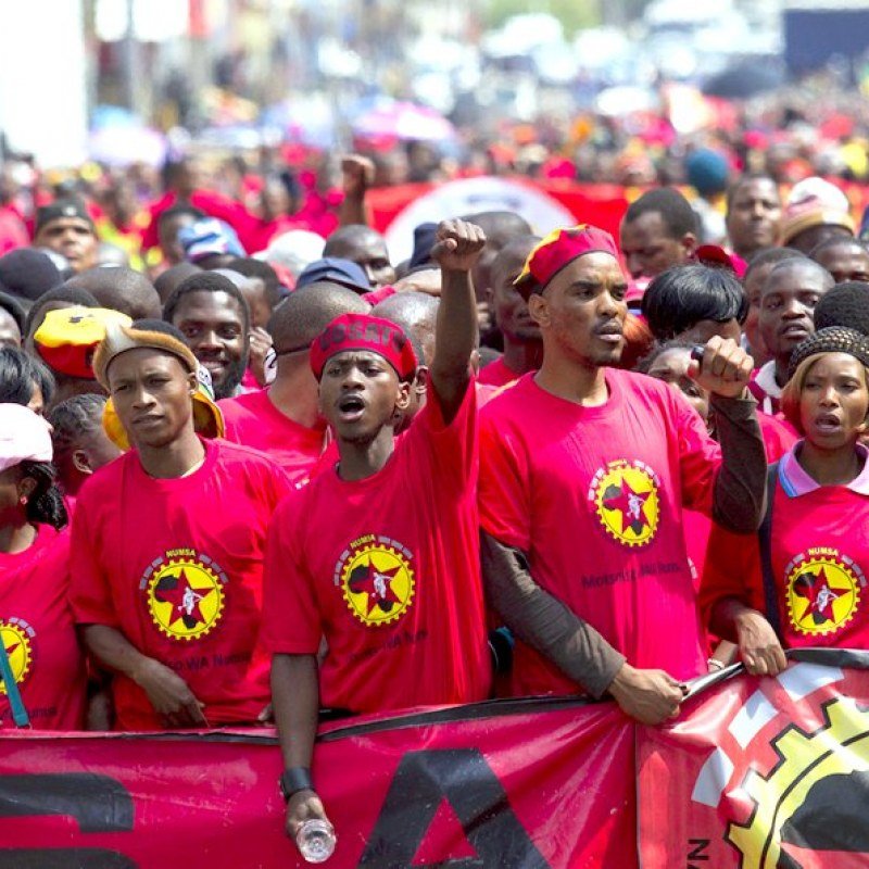 Members of the NUMSA march through the Durban central business district